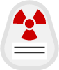 Cartoon of a mailbox with radiation symbol