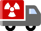Cartoon truck with a radiation symbol